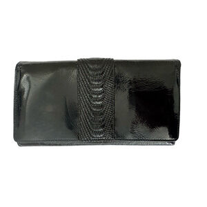Hobo International Clutch Purse Tri-Fold Wallet Black Leather Day-to-Evening Bag